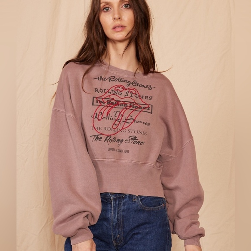 People of Leisure Rolling Stones 1962 Cropped Crewneck Sweatshirt Size SMALL